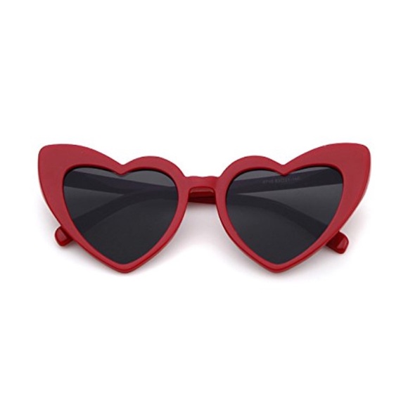 Mod Oversized Pop Art Heart Frame Sunglasses Red - Picture 4 of 4
